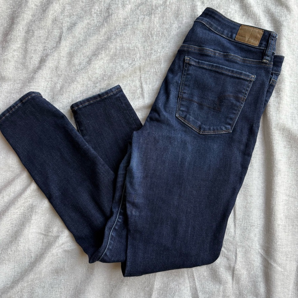 American Eagle Dark Indigo Slim Straight Jeans Size 12
